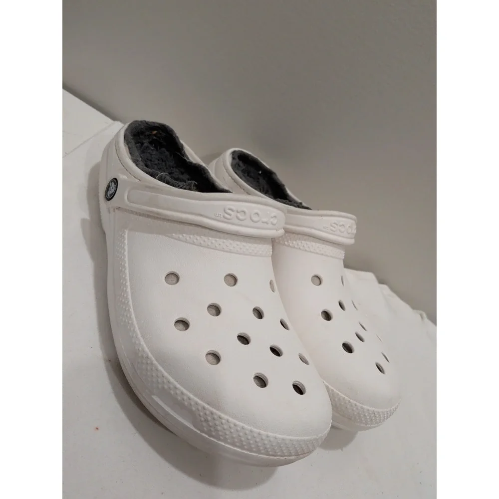 CROCS Classic Lined Clogs Unisex Size US M10 W12 White Grey with Tags
